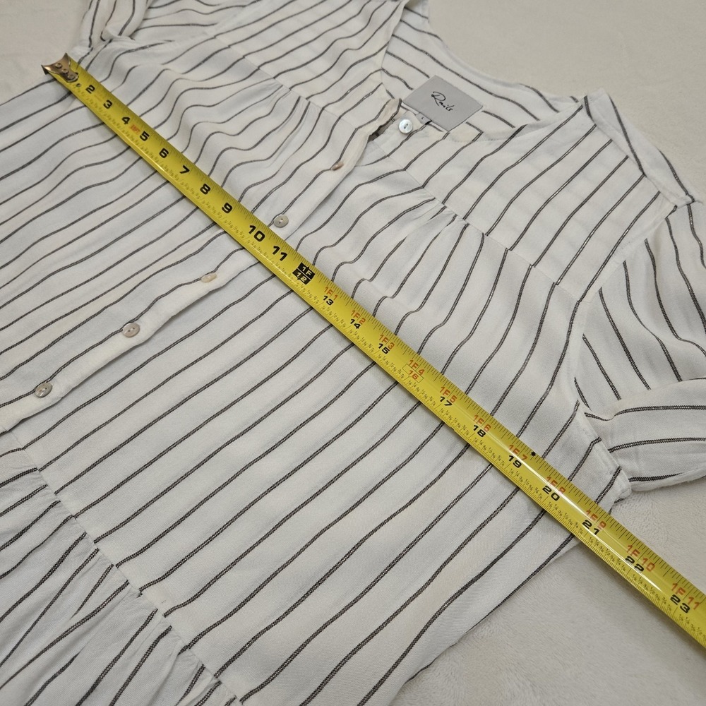 Rails Ruby San Marino Stripe Peplum Button Down Shirt White Black Metallic Large - Picture 7 of 12